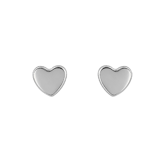 18K Solid White Gold Polished Heart Screwback Earrings