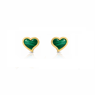 18K Solid Yellow Gold Tiny Heart Covered Screwback Earrings