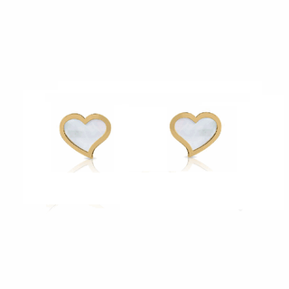 18K Solid Yellow Gold Tiny Heart Covered Screwback Earrings
