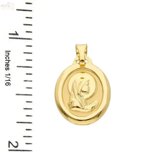18K Solid Gold Light Oval Polished Virgin Medal Pendant (Copy)