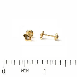 18K Solid Yellow Gold Diamond Butterfly Stud Earrings