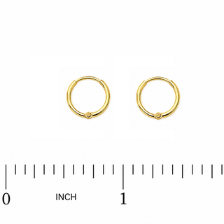 18k Yellow Gold Enamel Line Hinged Huggie Hoop Earrings 