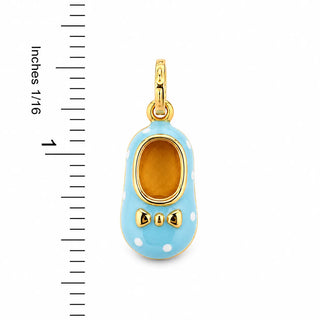 18K Yellow Gold Shoe Pendant with Blue Enamel and Polka Dots