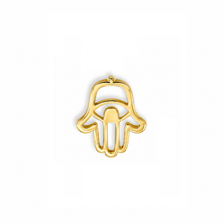 18K Solid Yellow Gold Tiny Polished Open Hamsa Pendant