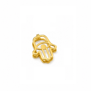 18K Solid Yellow Gold Tiny Polished Open Hamsa Pendant