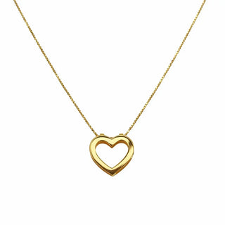 18K Solid Yellow Gold Small Open Heart Polished Pendant