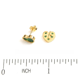 18K Yellow Gold Mother of Pearl or Malachite Stud Post Earrings