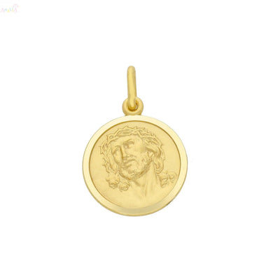 Medalha de Cristo Redentor em Ouro Amarelo Maciço 18K 17 mm