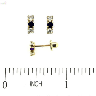 18K Yellow Gold Saphire and Zirconia Screwback Earrings 