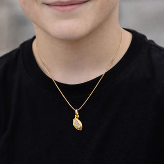 18K Solid Two-Tone Gold Polished American Football Pendant