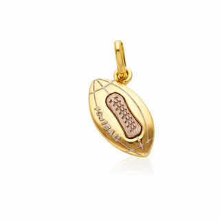 18K Solid Two-Tone Gold Polished American Football Pendant
