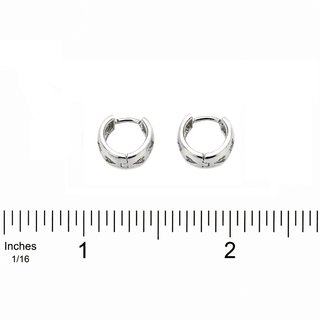 18K White Gold Small and Thick Heart Cutout Huggie Earrings
