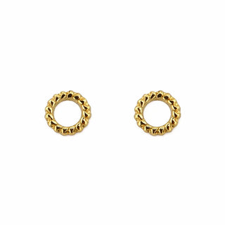 pr18K Solid Yellow Gold Tiny Twisted Open Circle Post Earrings