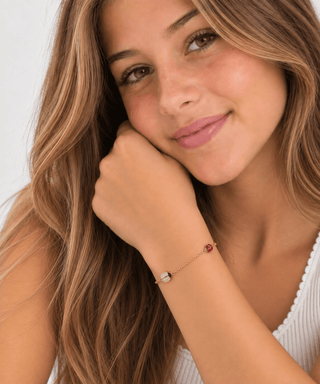 18K Yellow Gold Red Enamel and Zirconia Lady Bug Bracelet
