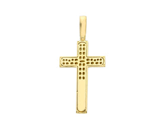 18k Solid Gold Two Tone Large Classic Men's Crucifix Pendant