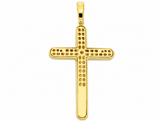 18K Solid Gold Two-Tone Large Modern Crucifix Pendant