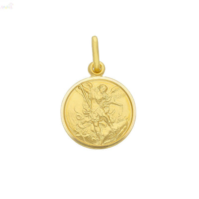 18 Karat Massives Gelbgold Medaille des Heiligen Erzengels Michael
