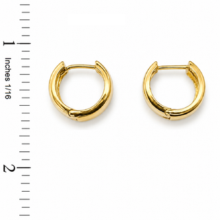 18K Solid Yellow Gold Polished Light Weight Huggie Earrings 