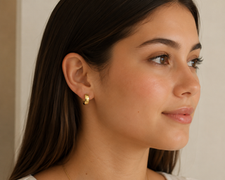 18K Solid Yellow Gold Polished Light Weight Huggie Earrings 