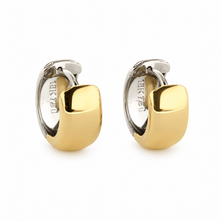 18K Two Tone Small and Thick Polished Hinged Hoop Earrings