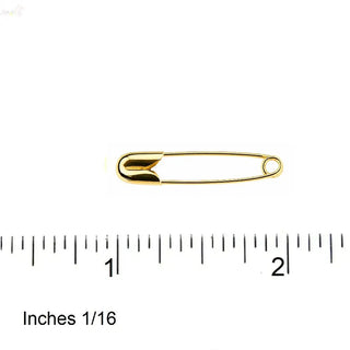 18K Solid Yellow Gold Polished Safety Pin Brooch -1 Inch