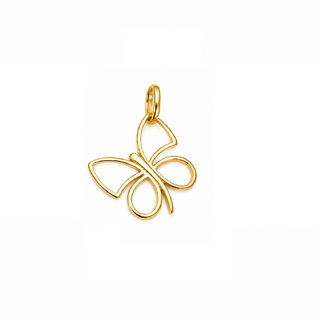 18K Solid Yellow Gold Polished Open Butterfly Silhouette Pendant