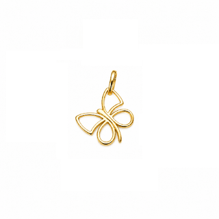 18K Solid Yellow Gold Polished Open Butterfly Silhouette Pendant