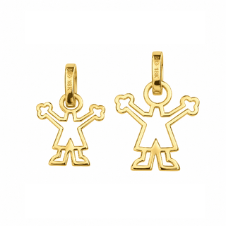 18K Solid Yellow Gold Polished Open small and  medium Boy Silhouette Pendant