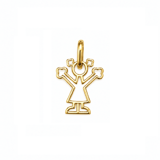 18K Solid Yellow Gold Polished Open Girl Silhouette  Small  Pendant