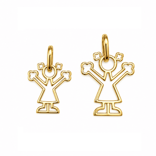 18K Solid Yellow Gold Polished Open Girl Silhouette  Small and Medium Pendant