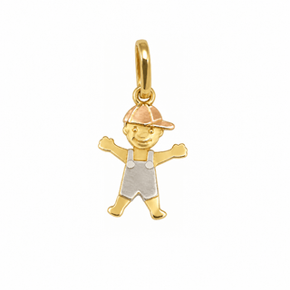 18K Tricolor Solid Gold Tiny Polished Boy Pendant