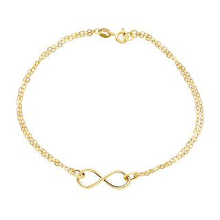 18K Solid Yellow Gold Polished Center Infinity Bracelet