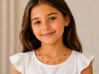 18K Solid Yellow Gold Coral Beads Necklace 13.5 inches
