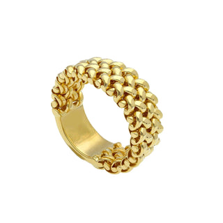 18K Solid Yellow Gold Flexible Panther Braided Style Ring