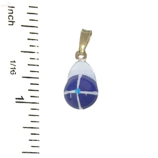 18K Yellow Gold Navy Blue and White Enamel Baseball Cap Pendant