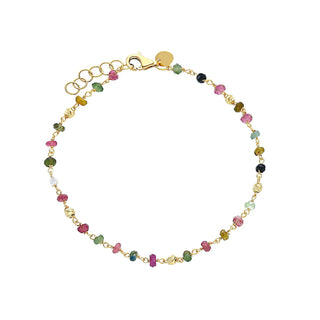 18k Solid Yellow Gold Multi Color Quartz Stones Bracelet