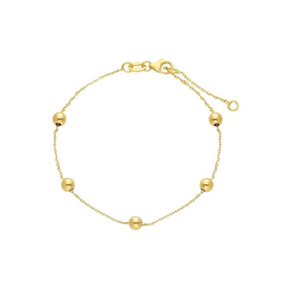 18K Solid Yellow Gold 4mm Polished Gold Beads Bracelet