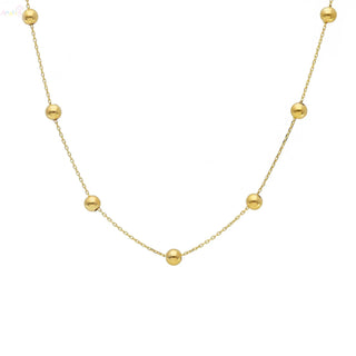 18K Solid Yellow Gold Polished Bead Necklace