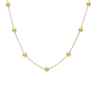 18K Solid Yellow Gold 4mm Polished Balls Necklace.