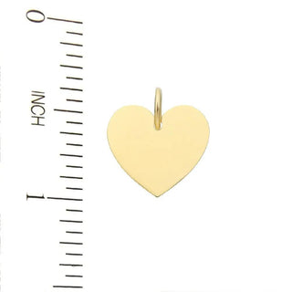 18K Solid Yellow Gold Polished Heart Engravable Pendant