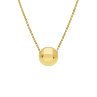 18K Solid Yellow Gold Polished Puffy Button Necklace