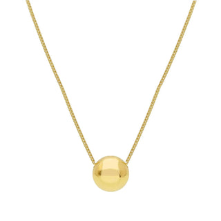 18K Solid Yellow Gold Polished Puffy Button Necklace