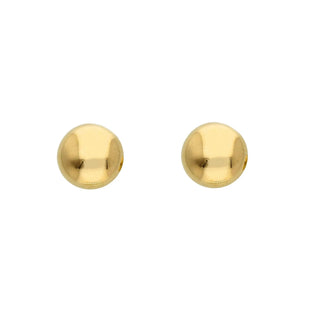 18K Solid Yellow Gold Polished Puffy Button Post Earrings