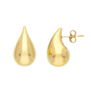 Italian 18K Solid Yellow Gold Polished Large Teardrop Earrings