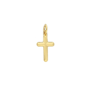 18K Yellow Gold Small Polished Tube Cross with Rounded Ends