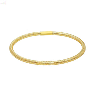 18K Solid Yellow Gold Woven Polished Tubular Bracelet