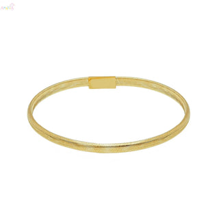 18K Solid Yellow Gold Woven Polished Thick Bracelet (Copy)