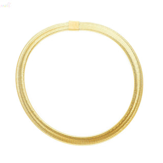 18K Solid Yellow Gold Thick Woven Polished Elastico Necklace
