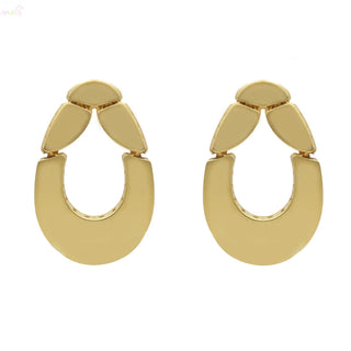 18K Solid Yellow Gold Modern Polished Open Teardrop Earrings