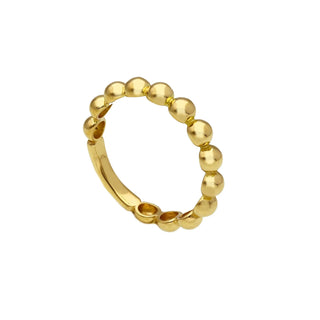 18K Solid Yellow Gold Polished Gold Beads Ring size 6.50